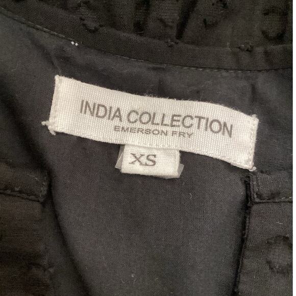 Emerson Fry India Collection Chandra Dress Long In Black Swiss Dot Size XS - Picture 15 of 16